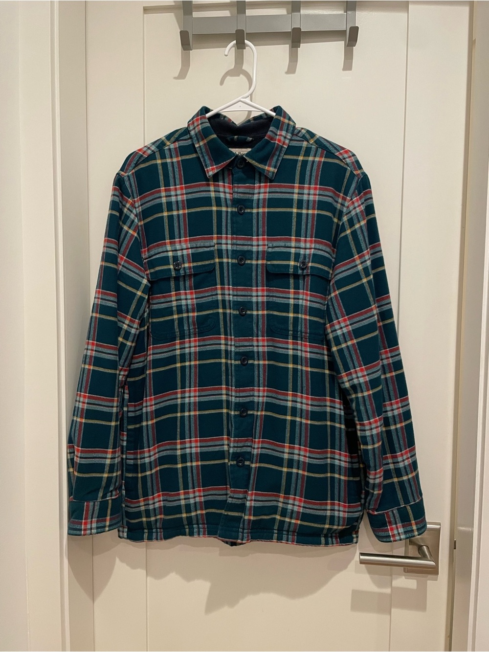 Men’s L.L. Bean Fleece Lined Traditional Fit Plaid Button-Down Shirt